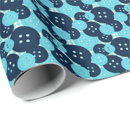 Papel De Presente Botões de Azul-Marinho e Turquesa Xadrez - Sala de