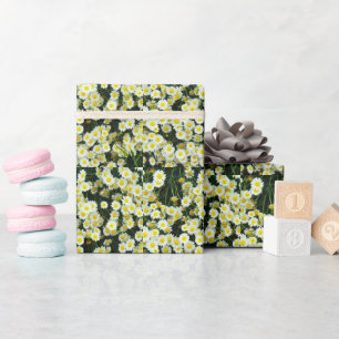 Papel De Presente Botões de Flor de Margarida Delicada Amarela,