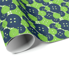 Papel De Presente Botões Navy & Lima Xadrez - Sala de Artesanato e C
