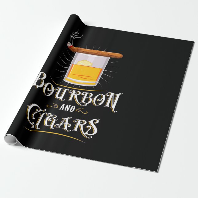 Papel De Presente Bourbon e charutos (Desenrolado)