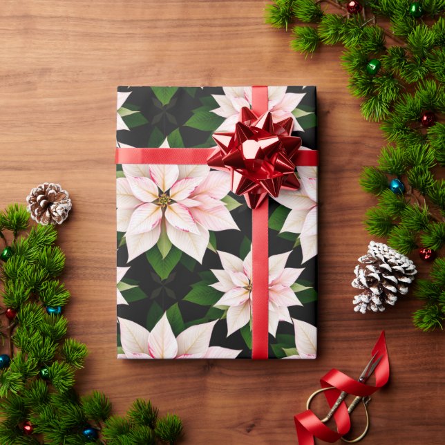 Papel De Presente Boutique Holiday Blush Poinsettia Rolada Gift Wrap (Presente de Natal)