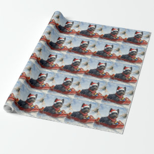Papel De Presente Bouviers Des Flandres Dog em Sledge Christmas