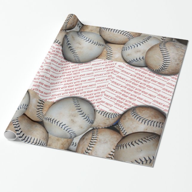 Papel De Presente Box of Baseballs - Adicionar três fotos (Desenrolado)