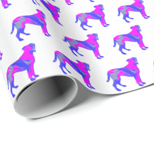 Papel De Presente Boxer Breed Dog Silhouette P&B White Gift