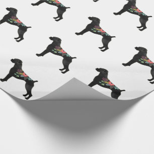 Papel De Presente Boxer Dog Bree Natural Boho Silhouette Floral