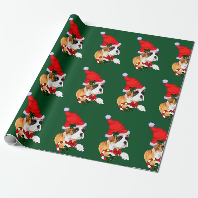 Papel De Presente Boxer Dog Christmas (Desenrolado)