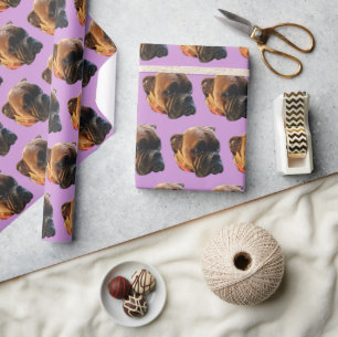 Papel De Presente Boxer Dog Puppy Foto Pastel Purple Personalizado