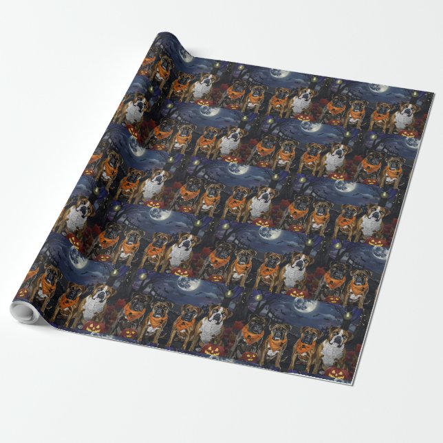 Papel De Presente Boxer Halloween Spooky (Desenrolado)
