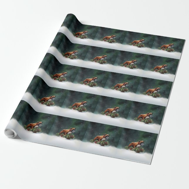 Papel De Presente Boxer Natal neve inverno (Desenrolado)