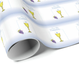 Papel De Presente Boy First Communion, Chalice com Host e Uvas