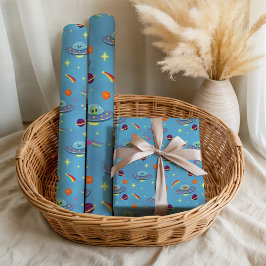 Papel De Presente Boys Space Alien Out Of This World Birthday