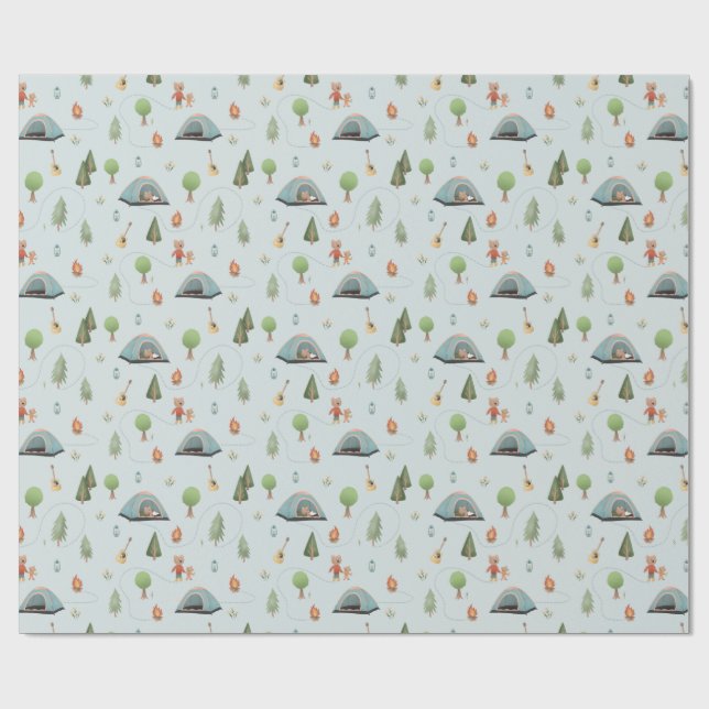 Papel De Presente Boys Woodland Bears Forest Camping Birthday (Aberto)