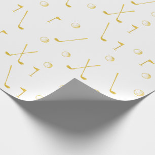 Papel De Presente Branca de Golfe Dourado e Elegante Moderno
