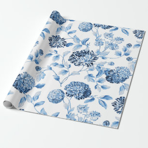 Papel De Presente Branco azul da senhora Moderno Vintage Grande