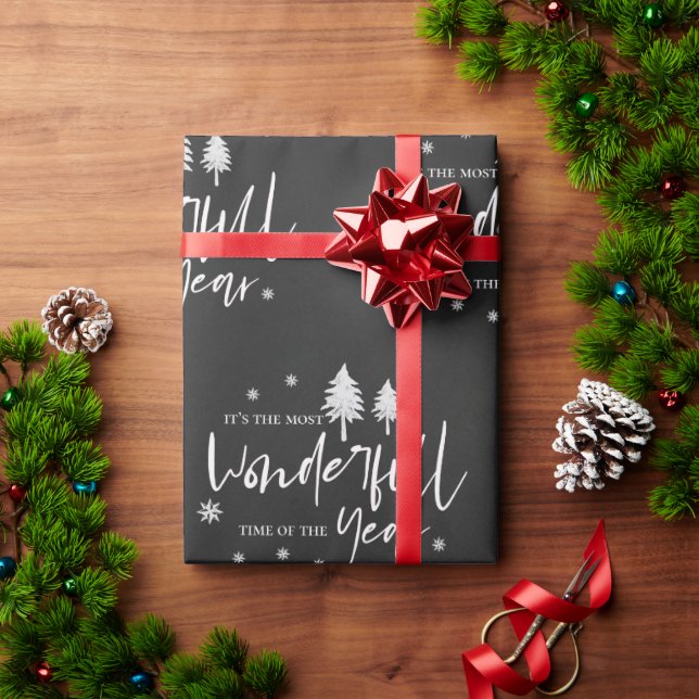 Papel De Presente Branco branco-preto mais maravilhoso do ano (Presente de Natal)