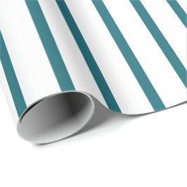 Papel De Presente Branco com Listras Turquesa