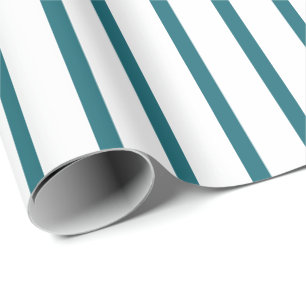 Papel De Presente Branco com Listras Turquesa