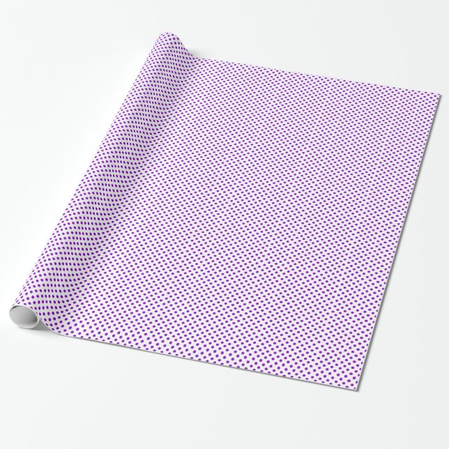 Papel De Presente Branco com papel de envolvimento roxo das bolinhas (Desenrolado)