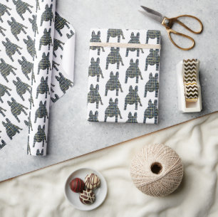 Papel De Presente Branco da Grade Y&B do Buldogue Francês