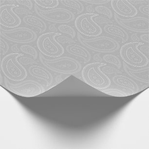 Papel De Presente Branco de Paisley no papel de envolvimento