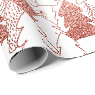 Papel De Presente Branco Dourado cor-de-rosa do gelo de brilho do