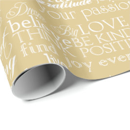 Papel De Presente Branco Dourado das palavras inspiradas