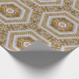 Papel De Presente Branco e Dourado