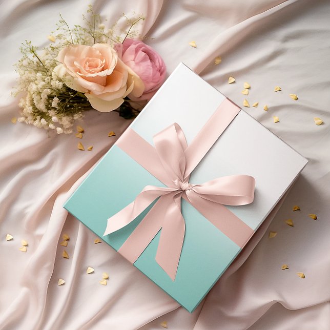 Papel De Presente Branco e Ombre Azul Turquesa (White and Teal Ombre Wrapping Paper)