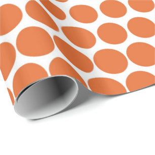 Papel De Presente Branco moderno das bolinhas alaranjadas da cenoura