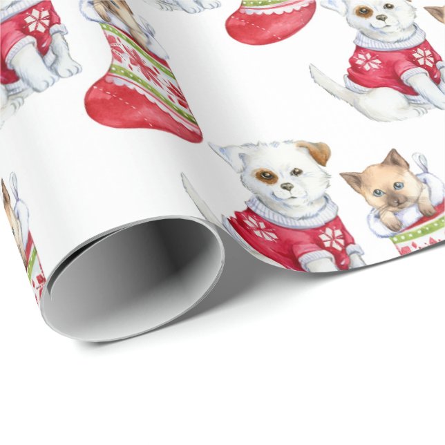 Papel De Presente Branco| Papel de embalagem de Natal para papoilas  (Ponta do rolo)
