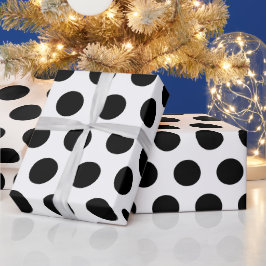 Papel De Presente branco & Pontos pretos modernos chiques
