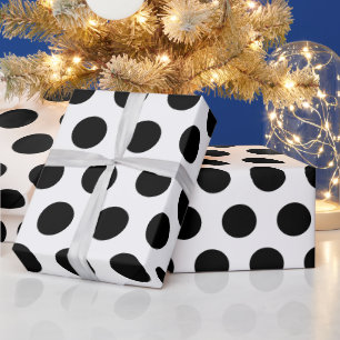 Papel De Presente Branco & Pontos pretos modernos chiques