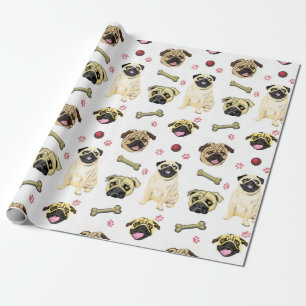 Papel de Presente Branco Pug