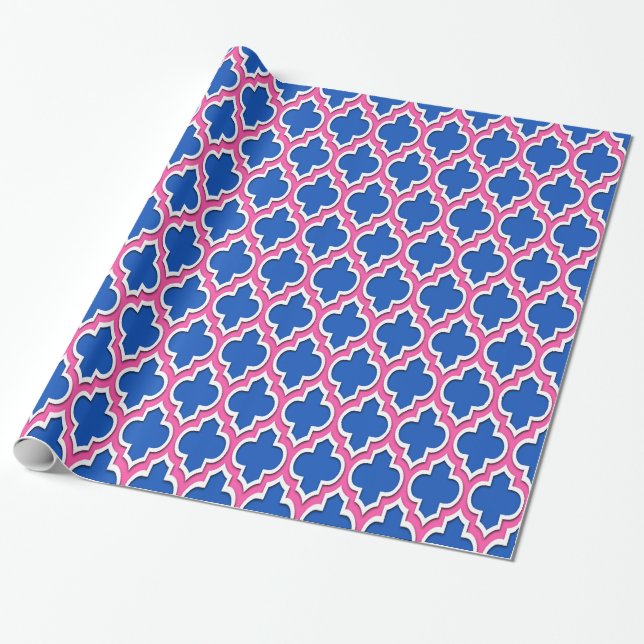 Papel De Presente Branco rosa-quente marroquino #4DS (Desenrolado)