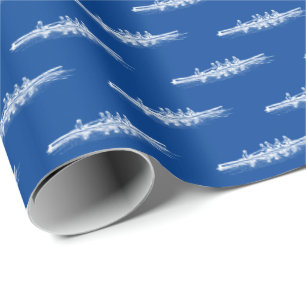 Papel De Presente Branco sobre Azul Remo Remadores Equipe Esportes A