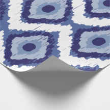 Branco tribal Chevron do diamante de Ikat do azul