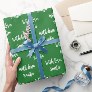 Papel De Presente Branco Verde Natal Com Amor De Papais noeis