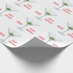 Papel De Presente Branco verde-oliva de vidro do cocktail de Martini