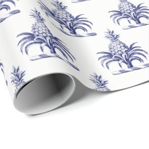 Papel De Presente Brasão de Armas Crista de Abacaxi Azul Heráldico P