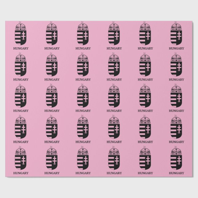 Papel De Presente Brasão de Armas Húngaro Arte Monocromática Contemp (Aberto)