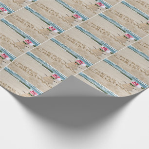 Papel De Presente Bravo homem de areia de Natal na praia