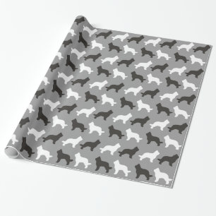 Papel De Presente Briard Dog Silhouettes Patterno
