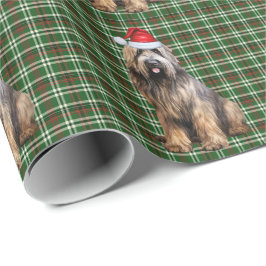 Papel De Presente Briard Shepherd Dog Engraçado Feriado Xadrez Natal
