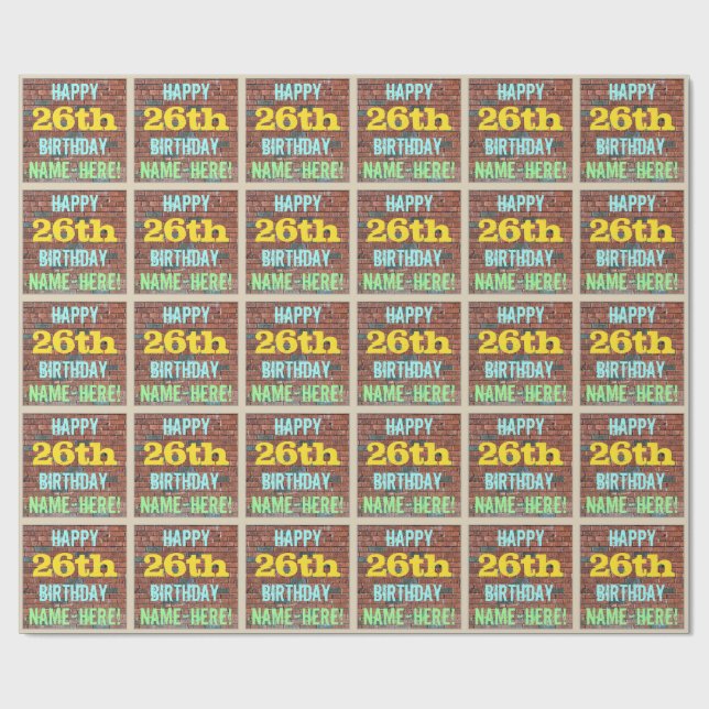 Papel De Presente Brick Wall Grafite inspirado no 26º aniversário +  (Aberto)