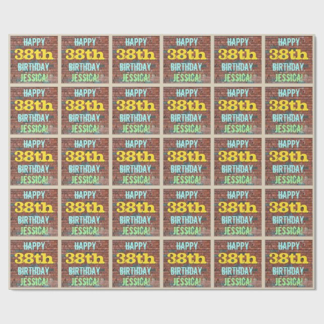 Papel De Presente Brick Wall Grafite inspirado no 38º aniversário +  (Aberto)