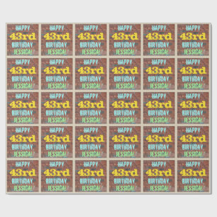 Papel De Presente Brick Wall Grafite Inspirado no 43º Aniversário + 