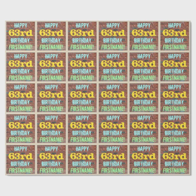 Papel De Presente Brick Wall Grafite Inspirado no 63º Aniversário +  (Aberto)