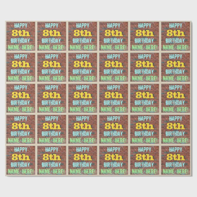 Papel De Presente Brick Wall Grafite inspirado no 8º aniversário + n (Aberto)