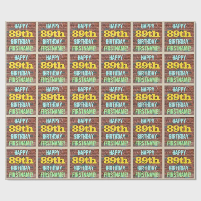 Papel De Presente Brick Wall Grafite inspirado no 89º aniversário +  (Aberto)