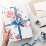 Papel De Presente Bridal Pink Watercolor<br><div class="desc">Belo presente embrulhado em um fundo branco com um conjunto de Peonies Rosa. Adequado para embrulho de presente de chá ou casamento.</div>
